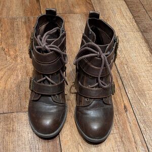 Diba Brown Leather Ankle Boots